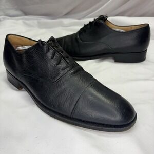 Gravati Men's Black Cap Toe Oxford Dress Shoes Italy Handmade Leather 9.5 N